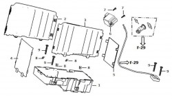 Diagram and parts of the Battery compartment for the SUPER SOCO TC - Energy Group Canada