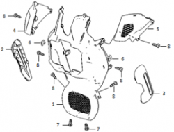 Schéma et pièces de carénage avant pour SUPER SOCO TC - Groupe Énergie Canada