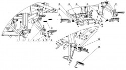 Diagram of footrest parts for the TINBOT KOLLTER ES1 PRO - Energy Group Canada