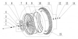 Diagram of motocross front wheel TINBOT KOLLTER ES1 PRO - Energy Group Canada