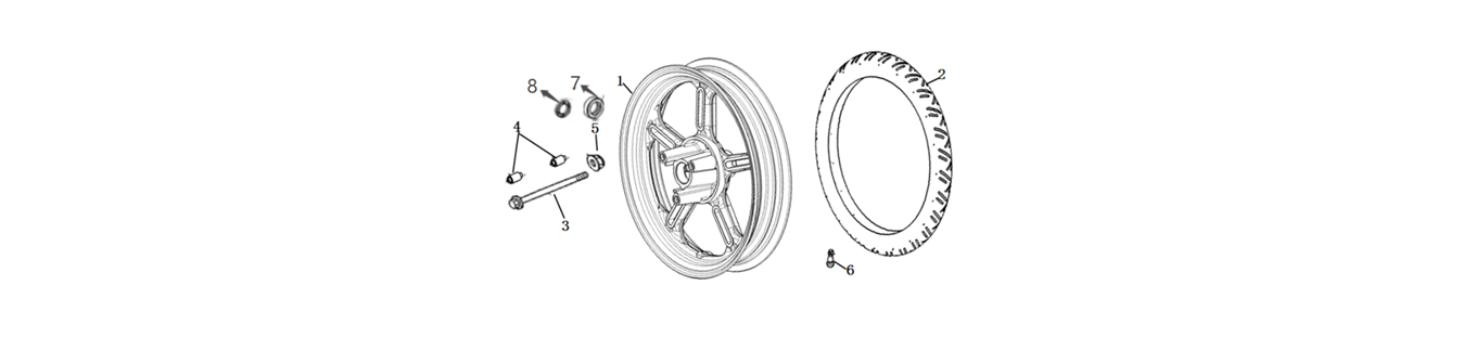 Shéma de la roue avant pour scooter CUMINI de VMOTO - GROUPE ENERGIE