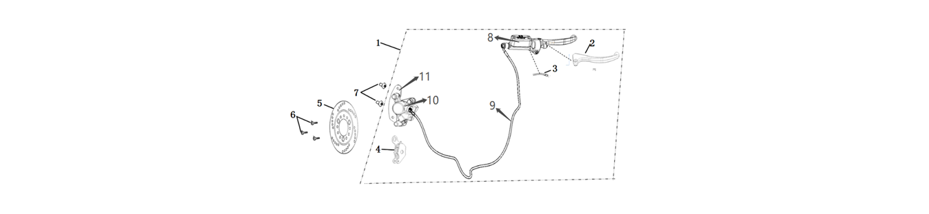 Diagram of the rear brake system for scooter CUMINI of VMOTO - ENERGY GROUP