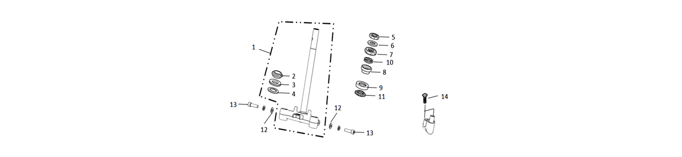 Diagram of the steering stem for scooter CUMINI of VMOTO - ENERGY GROUP