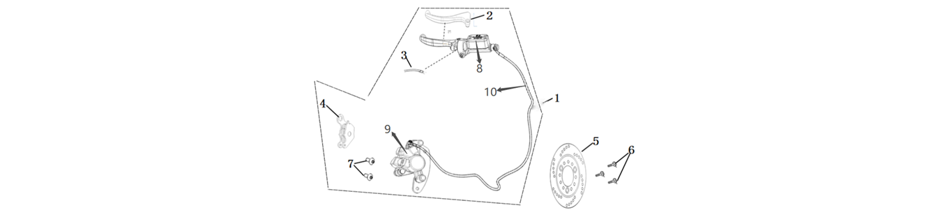 Shéma du système de frein avant pour scooter CUMINI de VMOTO - GROUPE ENERGIE