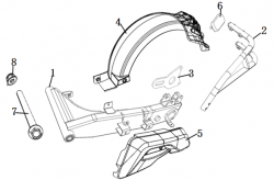 Diagram and parts of Swing arm parts for SUPER SOCO CPX