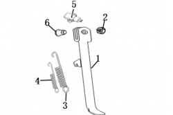 Diagram and parts of side kick stand for SUPER SOCO CPX