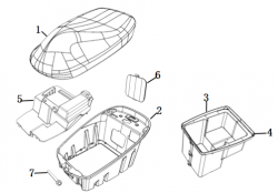 Diagram and Seat and storage box parts for SUPER SOCO CPX- Energy Group Canada